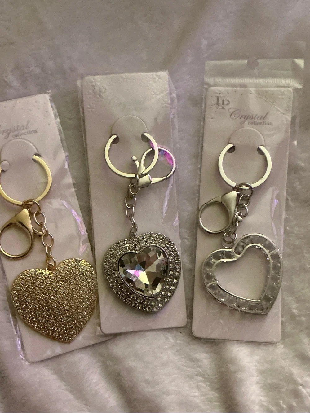 Crystal Heart Keychain - (Bundle 3) Gold, Silver, Clear Absolutely Stunning 🤩
